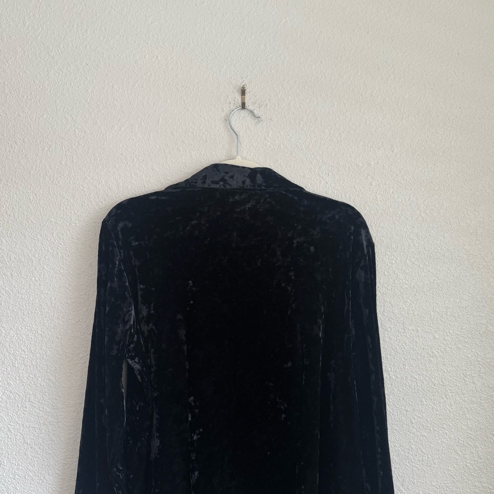 VTG Harvard Benard Large Velour Crushed Velvet Button Down Whimsigoth Cardigan‎ - Picture 8 of 9